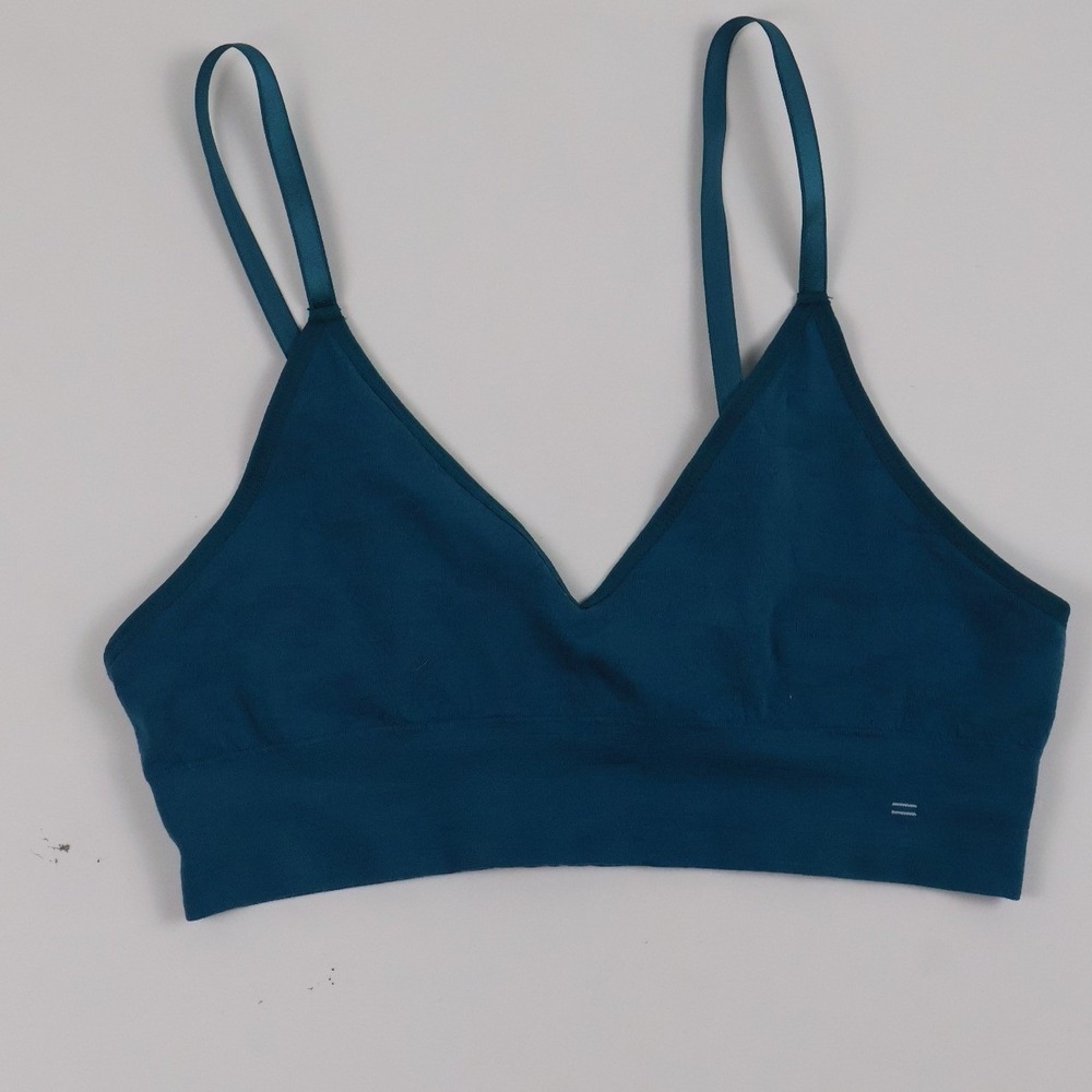 BRANWYN Bralette Busty Bra Teal Blue Solid Medium Merino Wool
